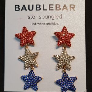 BaubleBar Triple Star Earrings - Red, Gold, and Blue